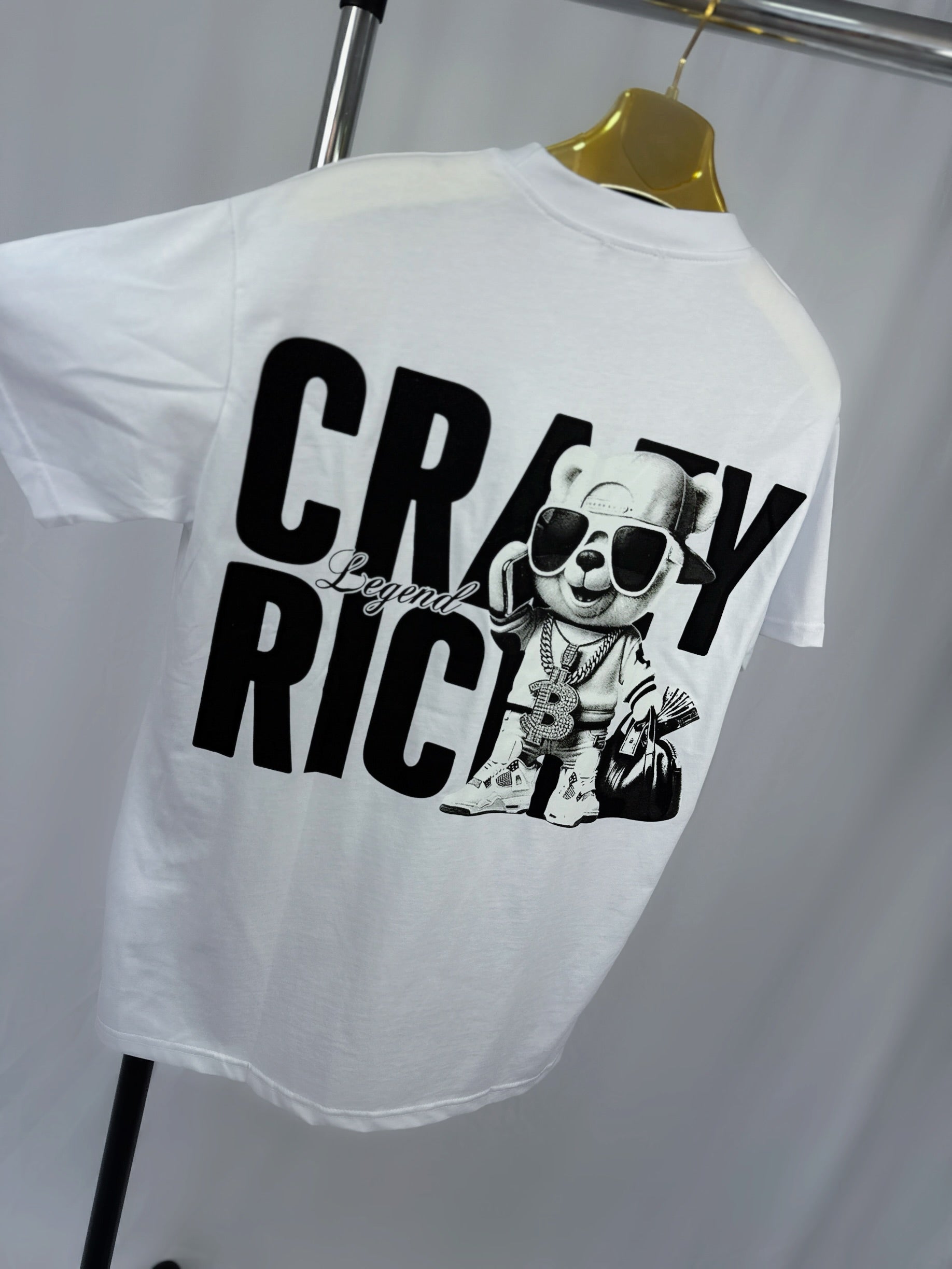 Tricou Barbati “ CRAZY RICH” Alb